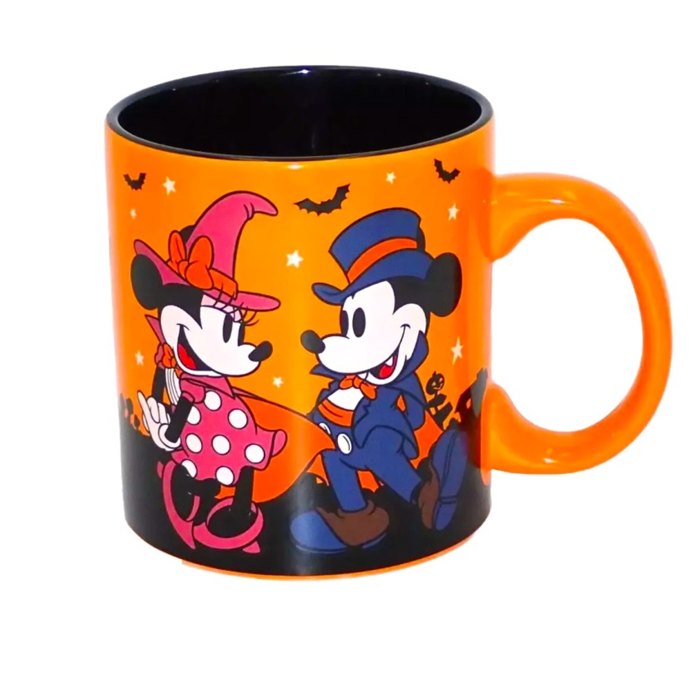 Disney Happy Halloween Mickey Minnie Mouse Mug 20oz Orange Vampire Witch